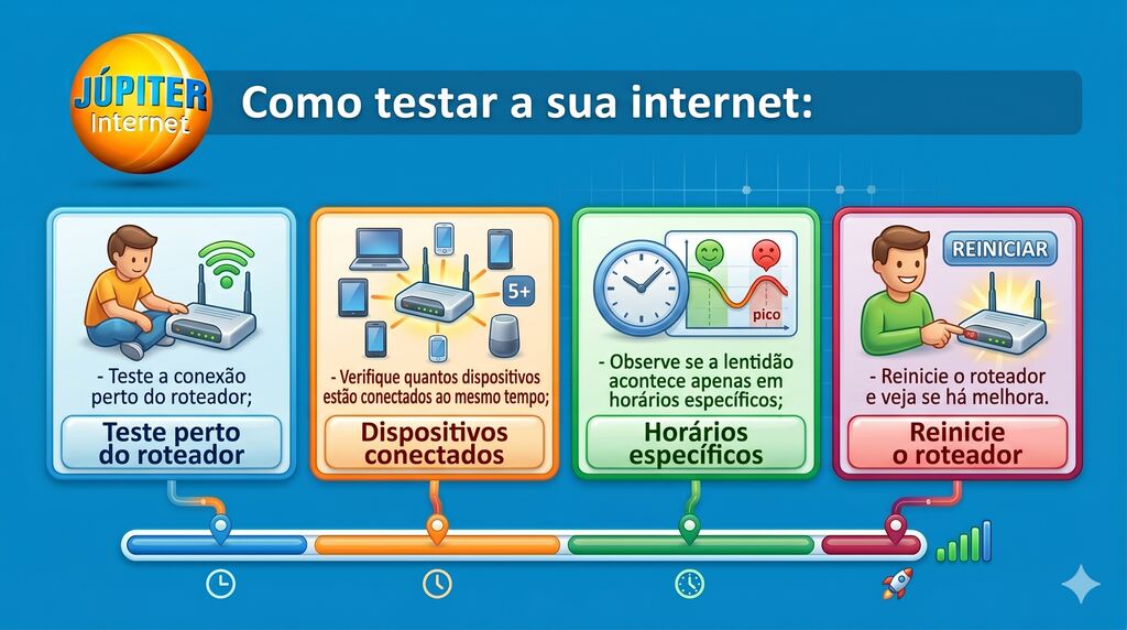 infogr&aacute;fico explicando como testar internet lenta e melhorar conex&atilde;o em casa